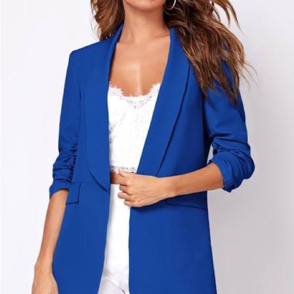 Zara Blazer with Rolled up Sleeves in Cobalt Blue | size M